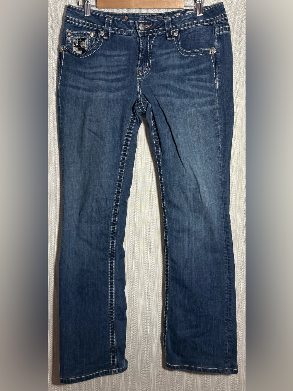Miss Me Straight Leg Jeans in Dark Blue Denim